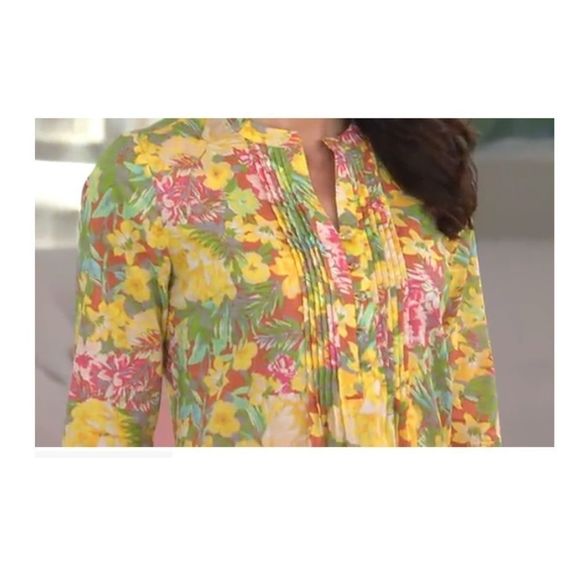 Liz Claiborne New York Floral Print Button Front